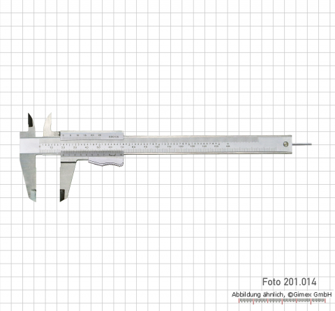 T-Messschieber, INOX, mit rundem Tiefenmaß, Schraubenfeststellung, 150 x 0,02 mm / 6