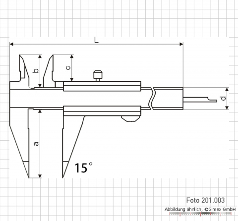 Small vernier caliper, 100 x 0.05 mm, INOX, monoblock, with point jaws