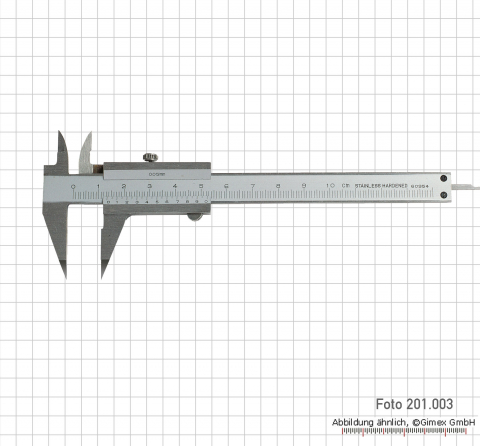 Small vernier caliper with point jaws, 100 mm