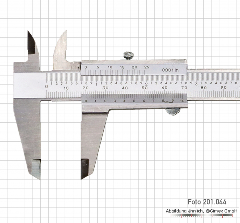 Vernier caliper, INOX, set screw, 200 x 0.02 mm / 8" x 1/1000"