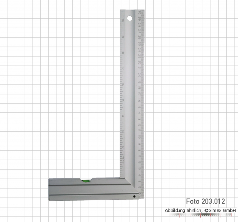 203.011: Schreinerwinkel mit Wasserwaage, 250 x 150 mm