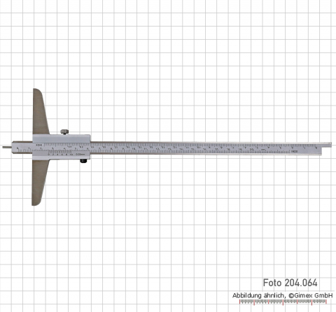 Depth vernier caliper with needle point, convertable, 150 x 100 x 0.05 mm