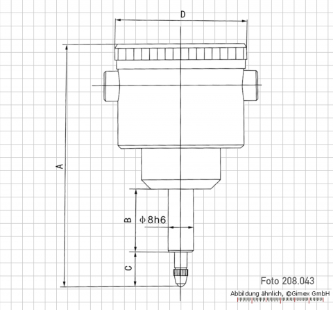 Messuhr mit rückwärtiger Messspindel, 3 x 0,01 mm