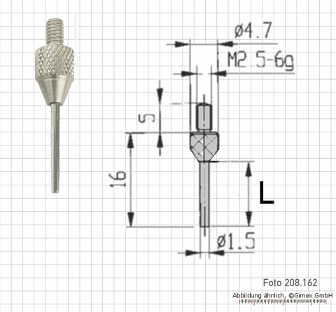Messeinsatz für Messuhr, D=1,5 mm
