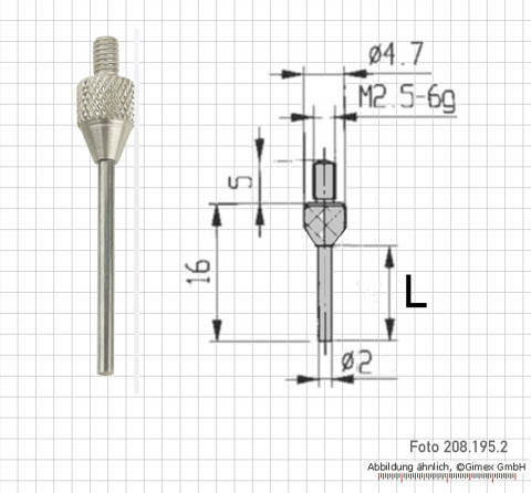 Messeinsatz für Messuhr, D=1,5 mm