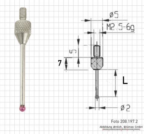 Messeinsatz für Messuhr, kegel, 0,5 mm