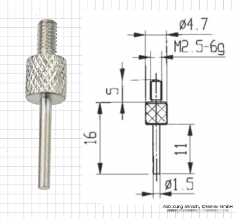 Messeinsatz für Messuhr, D=1,5 mm
