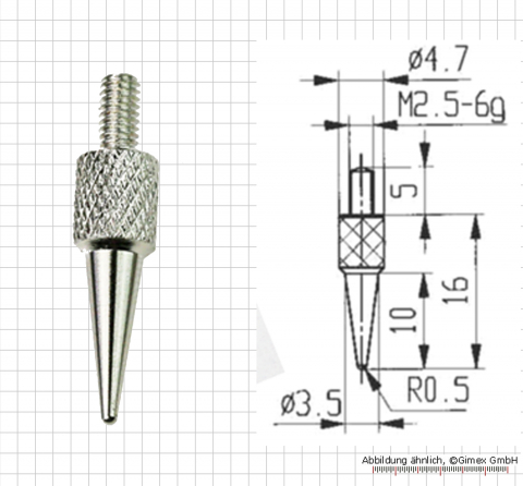 Messeinsatz für Messuhr, kegel, 0,5 mm