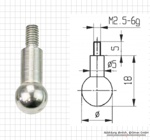 Messeinsatz für Messuhr, kugel, 10 mm