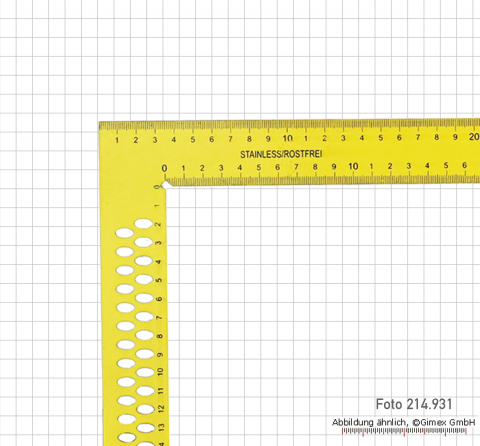 Carpenter’s steel square, stainless, powdercoated, 700 x300 mm
