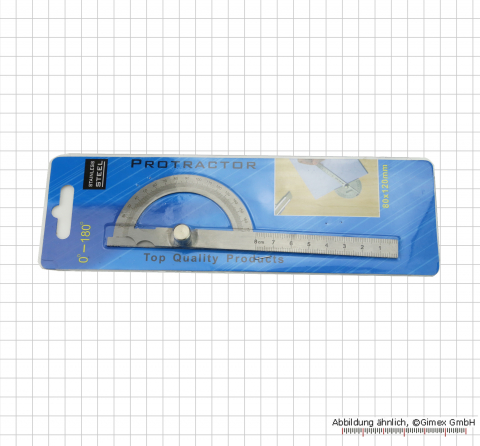 Gradmesser, 0 - 180°,  light, 80 x 120 mm