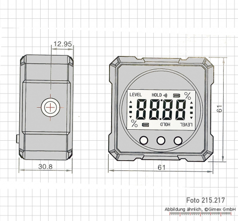 Digital level, 4 x 90°, with laser marking line
