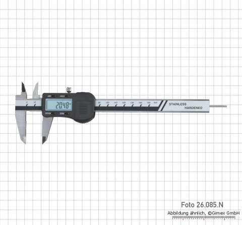 Dig.-Taschen-Messschieber, mit Rolle, 150 mm (rundes Tiefenmaß)