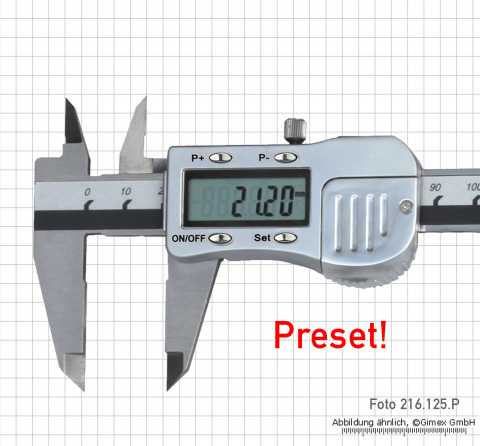 Digital pocket calipers 3V, 150 mm, with preset