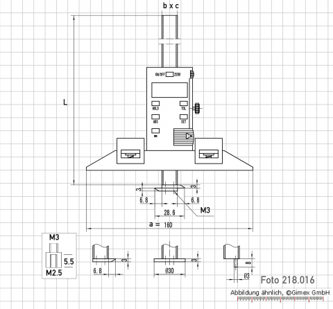Digital depth caliper with changeable measuring points 300 mm