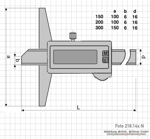 Digital depth caliper 150 mm, IP 67
