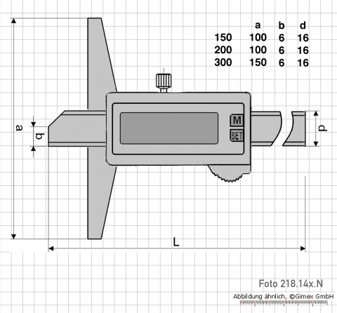 Digital depth caliper 200 mm, IP 67