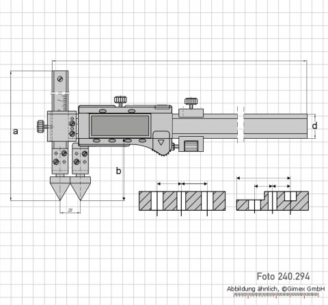 Digital caliper for hole center distance 500 mm