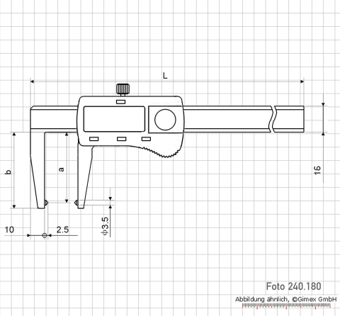 Digital caliper for brake-discs, 0-50 mm