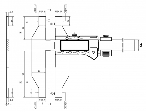 Digital universal caliper, 0 - 500 mm