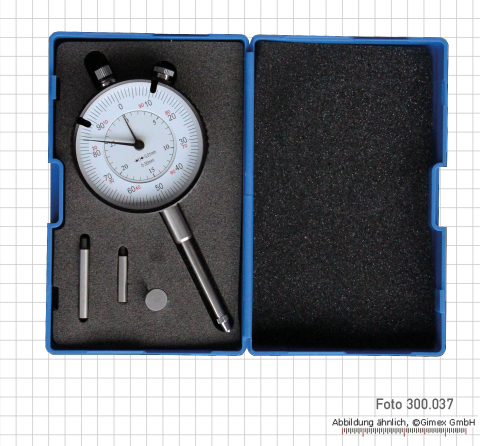 Messuhr mit Verlängerung und Teller-Einsatz,  30 x 0,01 mm