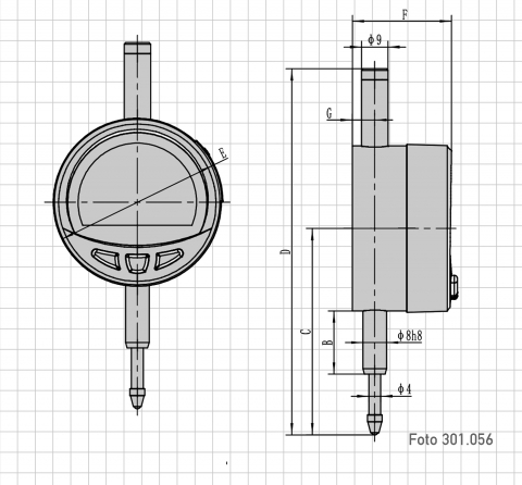 Digital-Messuhr mit Max-Min-Funktion, Ablesung 0,01 mm