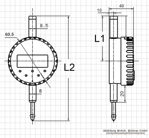 Dig.-Messuhr, 50 x 0,001 mm, Absolute System