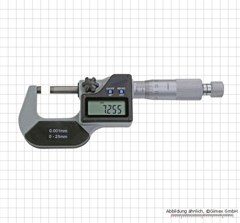 Dig.-Mikrometer, 0 - 25 mm,  ON/OFF/SET+ABS/INC/UNIT