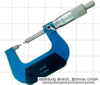 Micrometers with stepped measuring faces, 0 - 25 mm