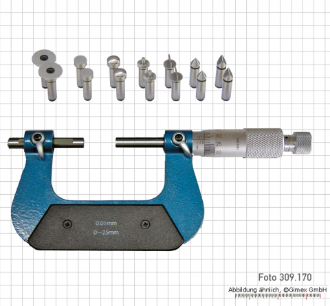 Universal-Messschrauben, mit verschiebb. Amboss,  0 - 25 mm
