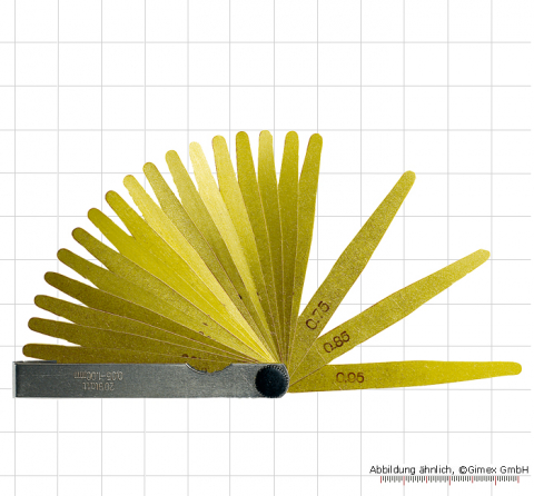 Precision feeler gauge zinc coated, 0.05 - 1.0 mm, 13 pcs.