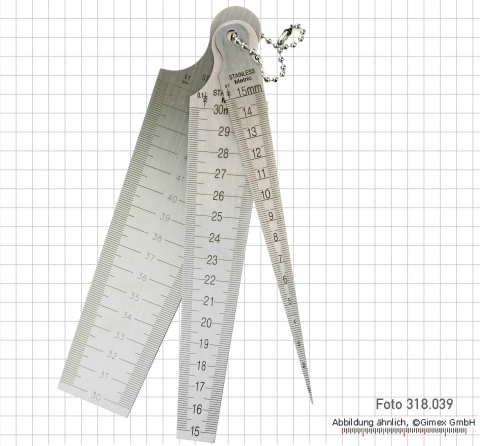 Messkeil aus Stahl, 15 - 30 mm, Ablesung 0,1 mm