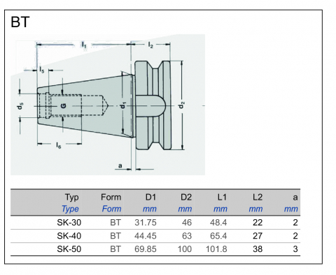 Checking mandrel MAS-BT for concentricity, BT30-250