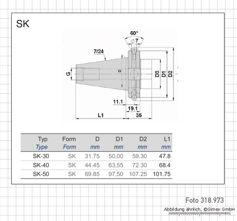 Checking mandrel SK for concentricity, SK40