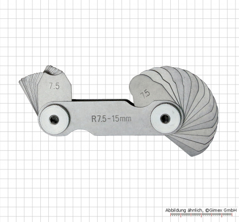 Radienschablone,  7,5 - 15,0 mm