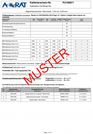 Bügelmessschrauben, mit Friktionsratsche,  0 - 25 mm mit Kalibrierschein