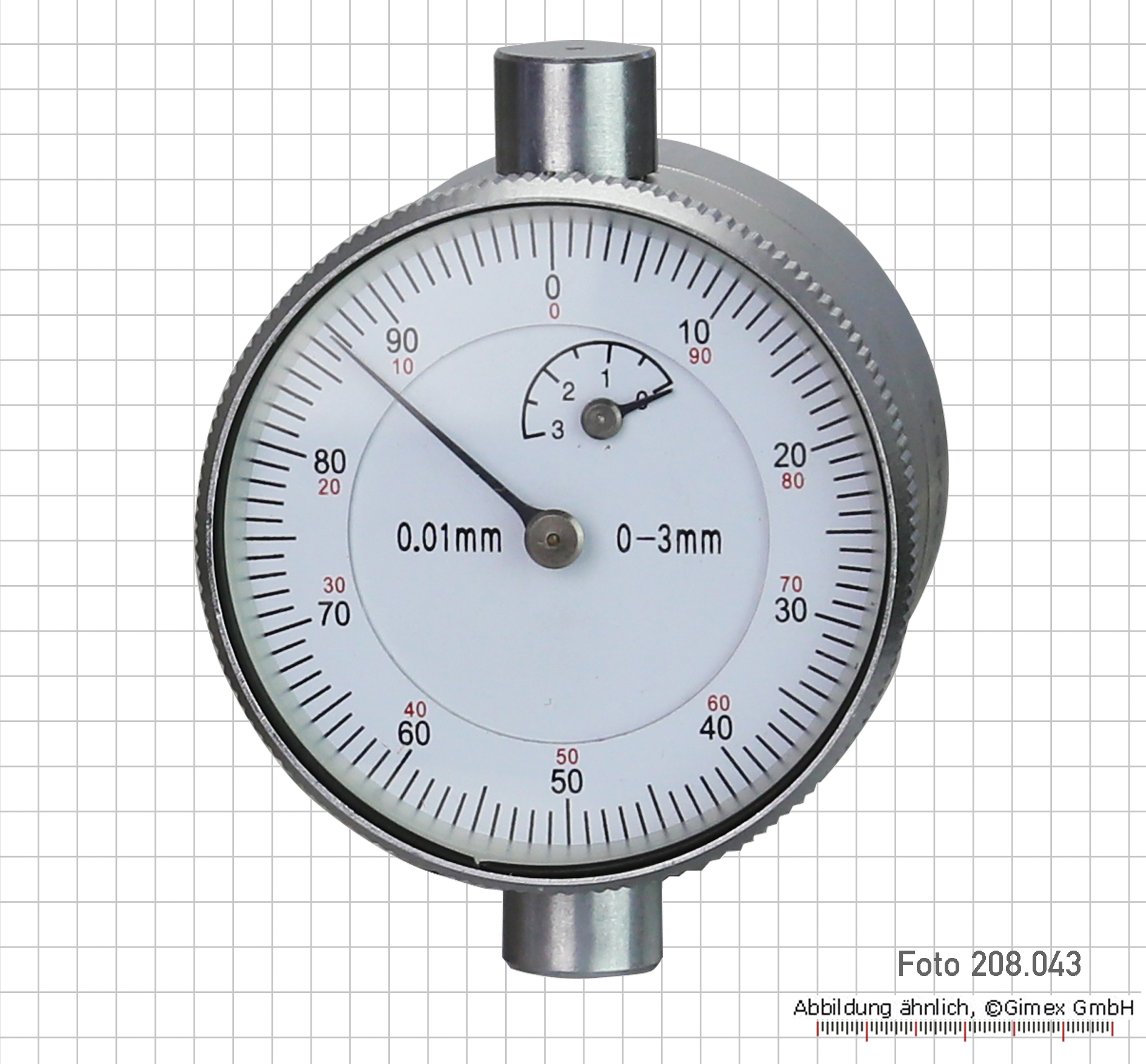 Messzeuge, Messschieber, Mikrometer, Messuhren - Messuhr mit rückwärtiger  Messspindel, 3 x 0,01 mm, 17 µm