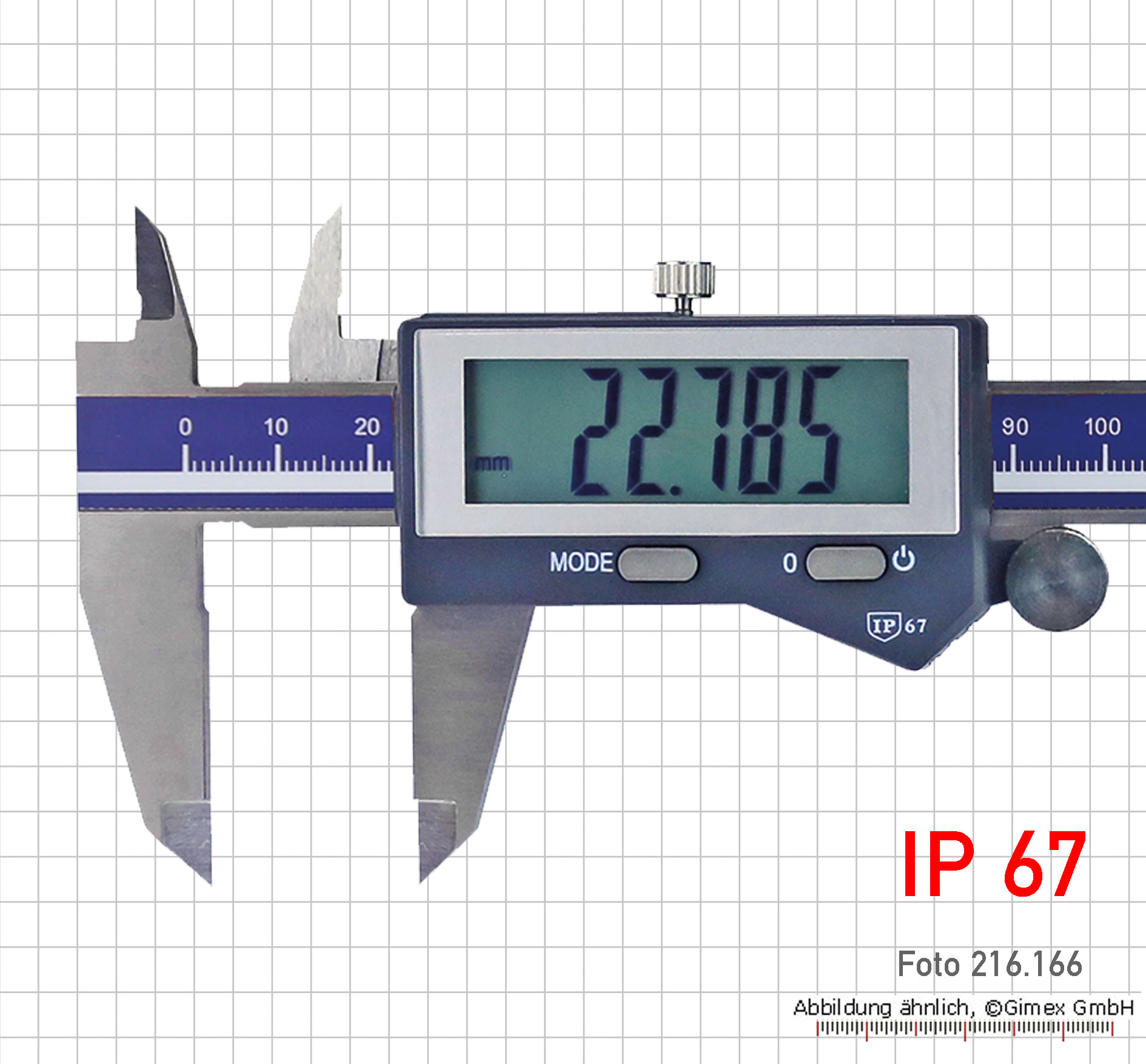 Digitaler Messschieber IP67 mit rundem Tiefenmaß 150 mm einfach