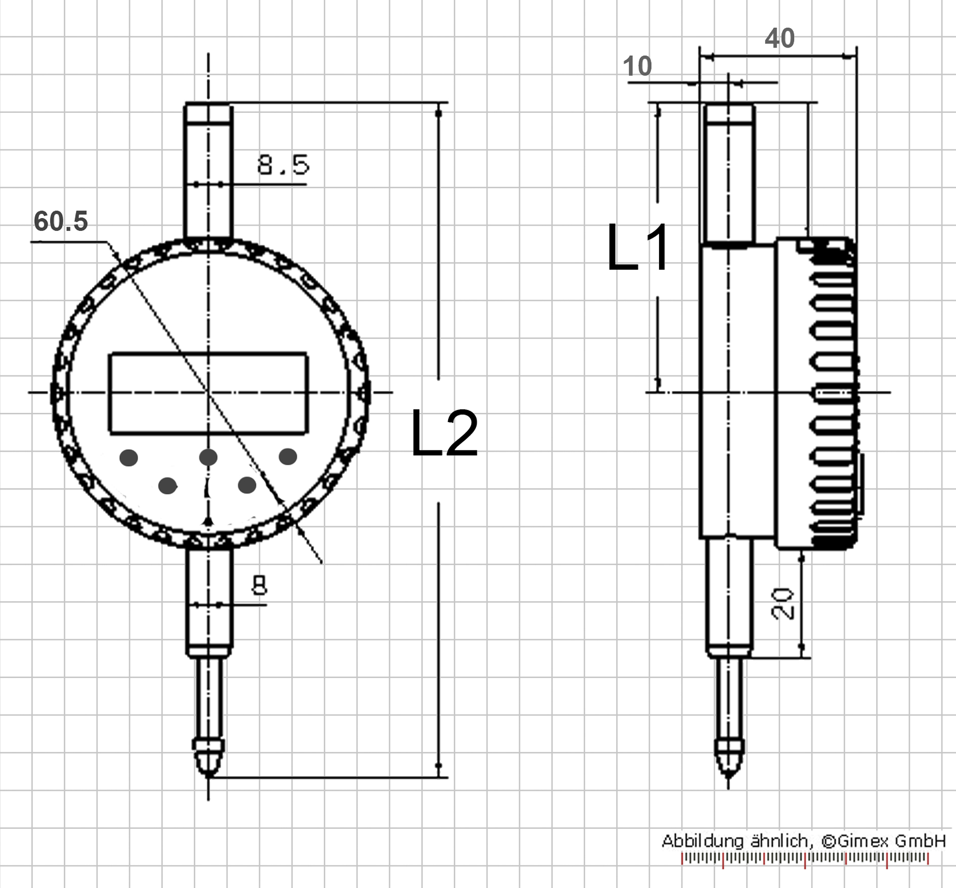 Dig.-Messuhr, 25 x 0,001 mm, Absolute System