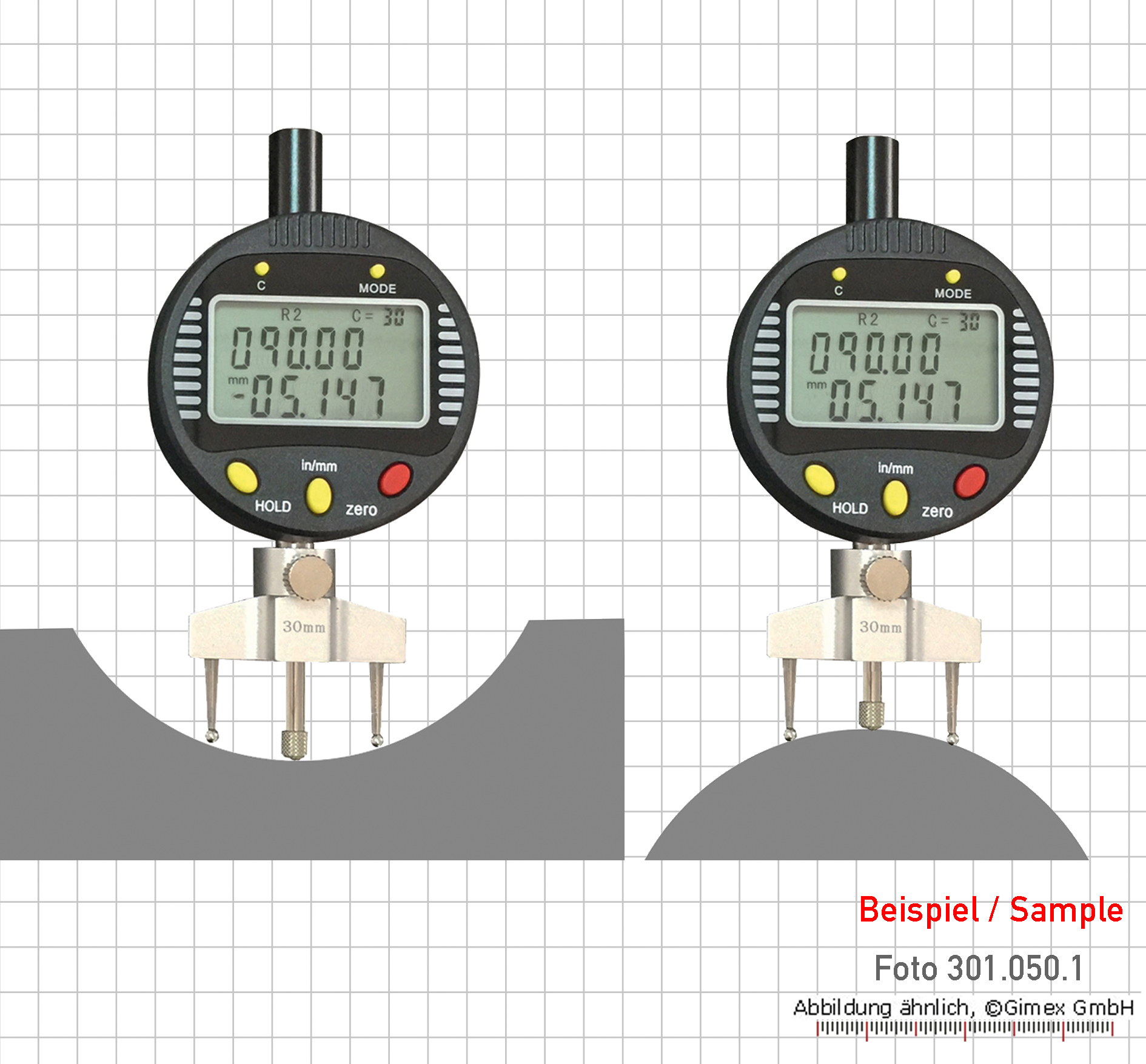 Messzeuge, Messschieber, Mikrometer, Messuhren - Digital-Radius-Messgerät