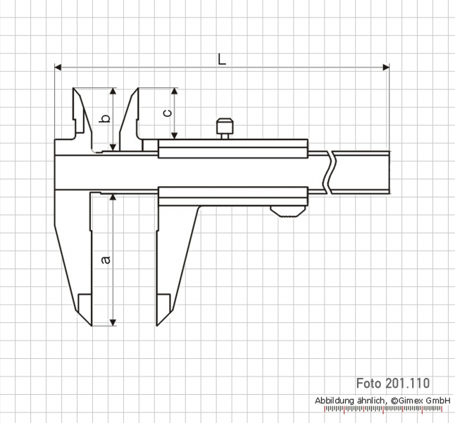 T-Messschieber aus Messing, 150 x 0,05 mm