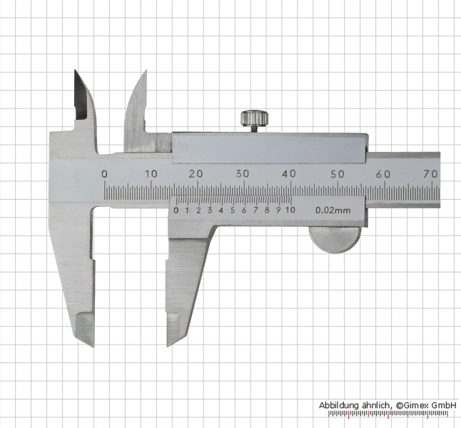 Klein-Messschieber,  100 x 0,02 mm, INOX, Monoblock, Feststellschraube