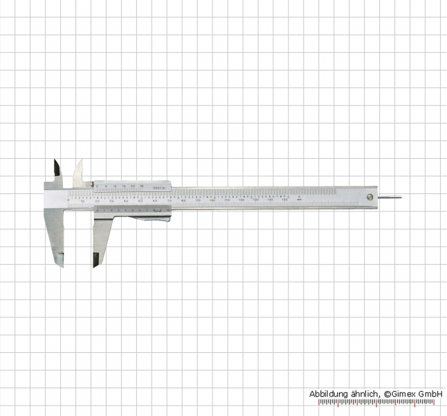 Vernier caliper, INOX, with round depth gauge, set screw, 150 x 0,02 mm / 6" x 1/1000"