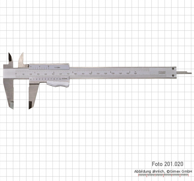 Vernier calipers with auto lock, 150x0,05 mm