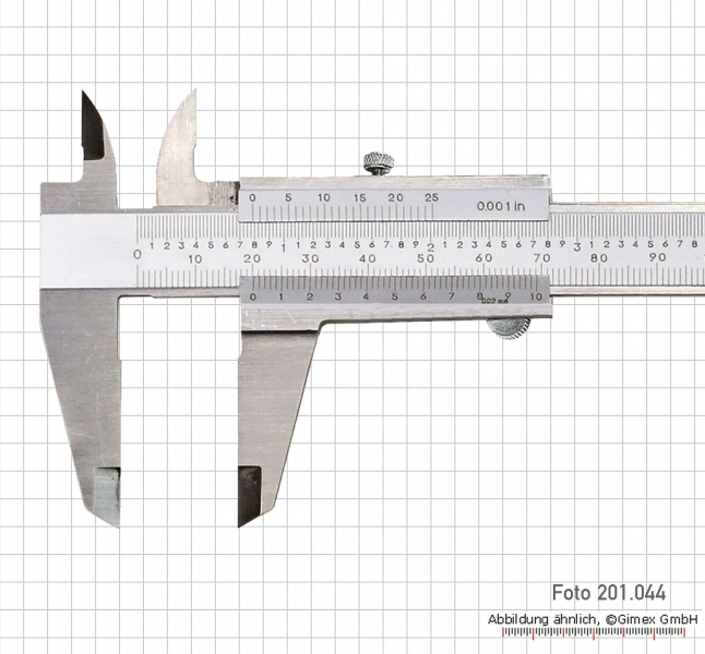 Vernier caliper, INOX, set screw, 200 x 0.02 mm / 8" x 1/1000"