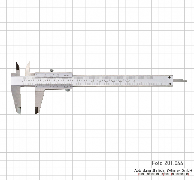 Vernier calipers with set screw, 200x0,02 mm