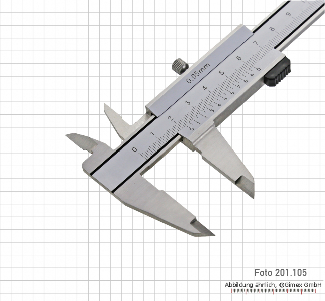 Vernier caliper, parallaxfree, 200 x 0.05, INOX