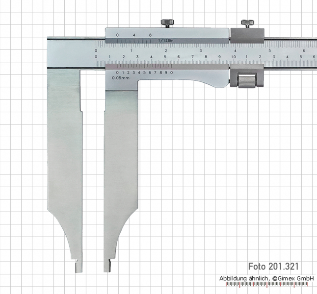 WS-Messschieber, Monoblock, ohne Spitze, 500 x 150 x 0,05 mm