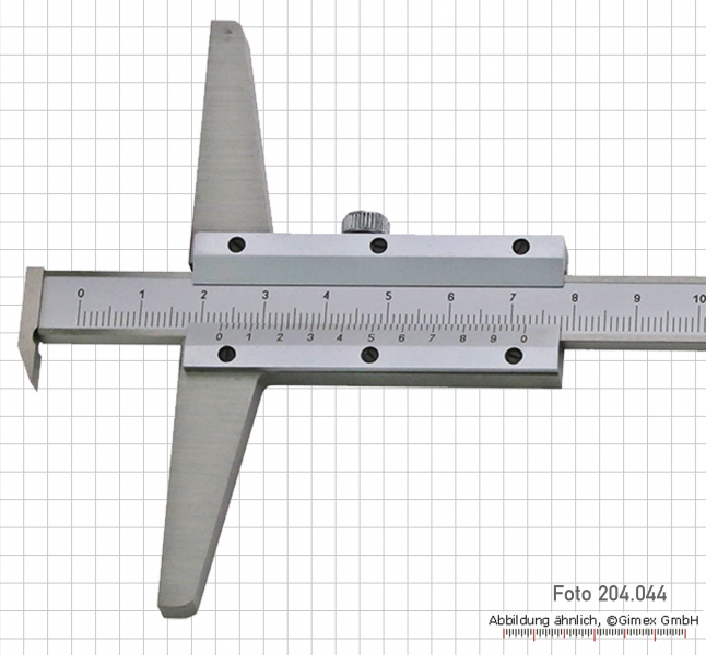 Depth vernier caliper with hook, 200 x 100 mm