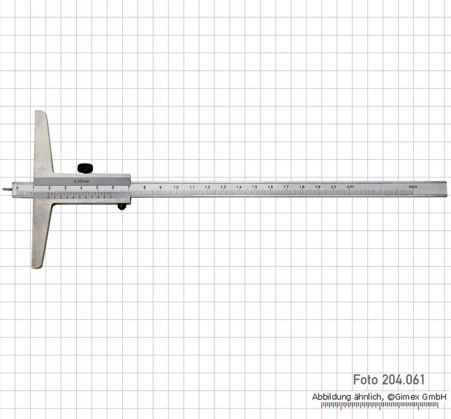 Depth vernier caliper with needle point 300 x 100 mm, 0.05 mm, INOX